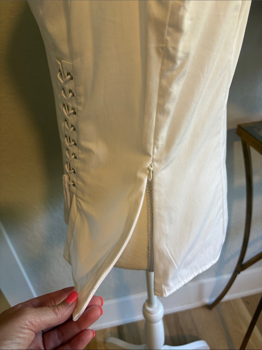 Zara White Lace-Up Corset Top - Picture 4 of 6